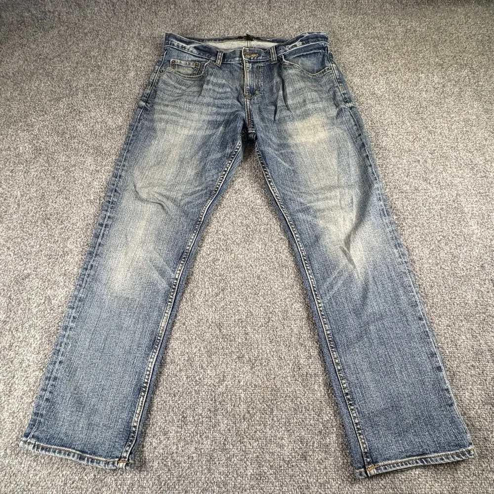 Banana Republic Athletic Jeans Mens 33x30 Blue Straight Whiskered Streetwear Y2K